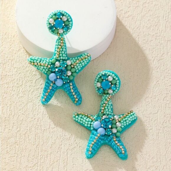 Free People Jewelry - Blue Starfish Earrings A1211